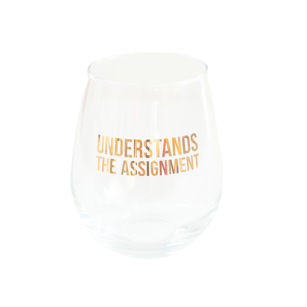 Witty "Understands the Assignment" Wine Glass, Jollity & Co.