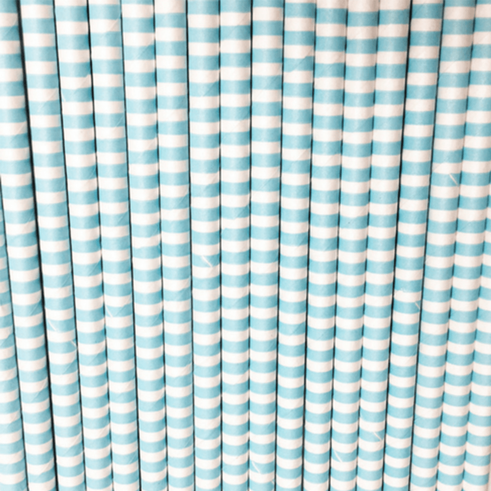 Light Blue Pinstripe Paper Straws - Light Blue Paper Straws