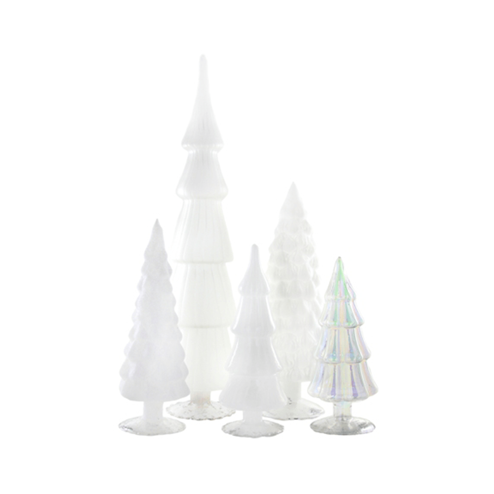 White Glass Trees, Set of Five Jollity & Co