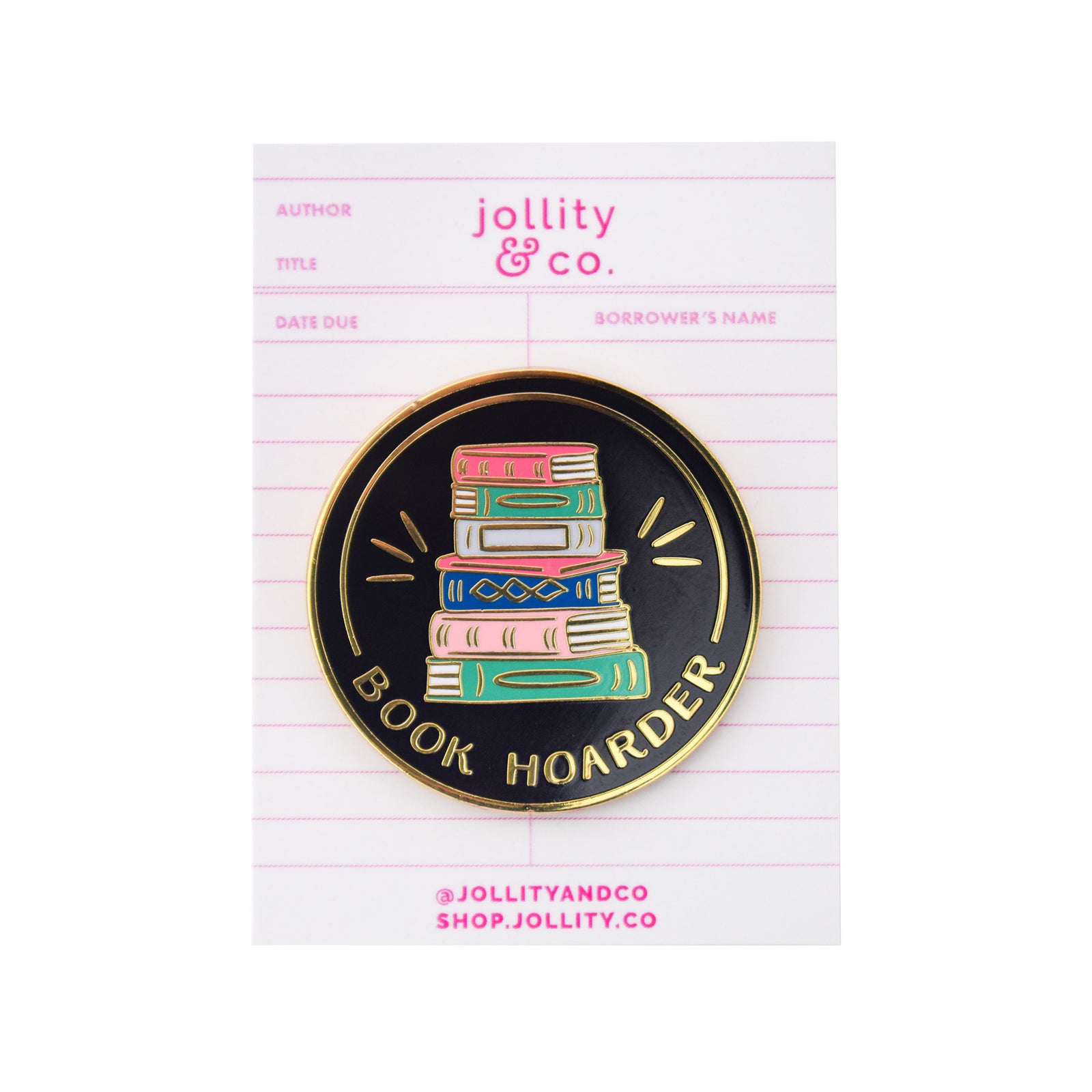 Book Hoarder Enamel Pin, Jollity & Co