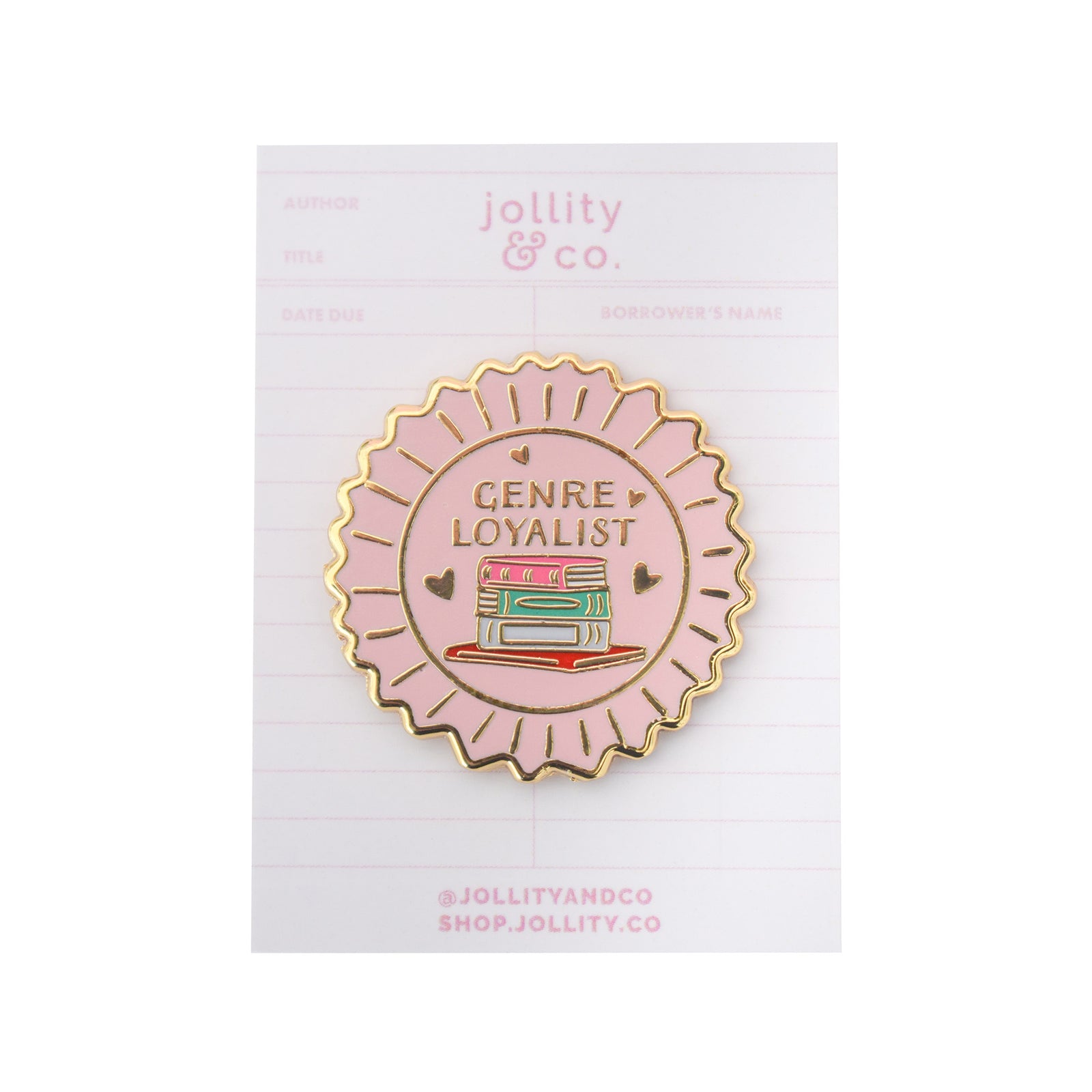 Genre Loyalist Book Themed Enamel Pin, Jollity & Co