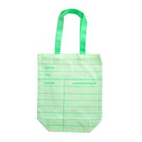 Book Club Library Card Tote Bag in Green, Jollity & Co