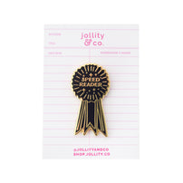 Speed Reader Prize Ribbon Enamel Pin, Jollity & Co