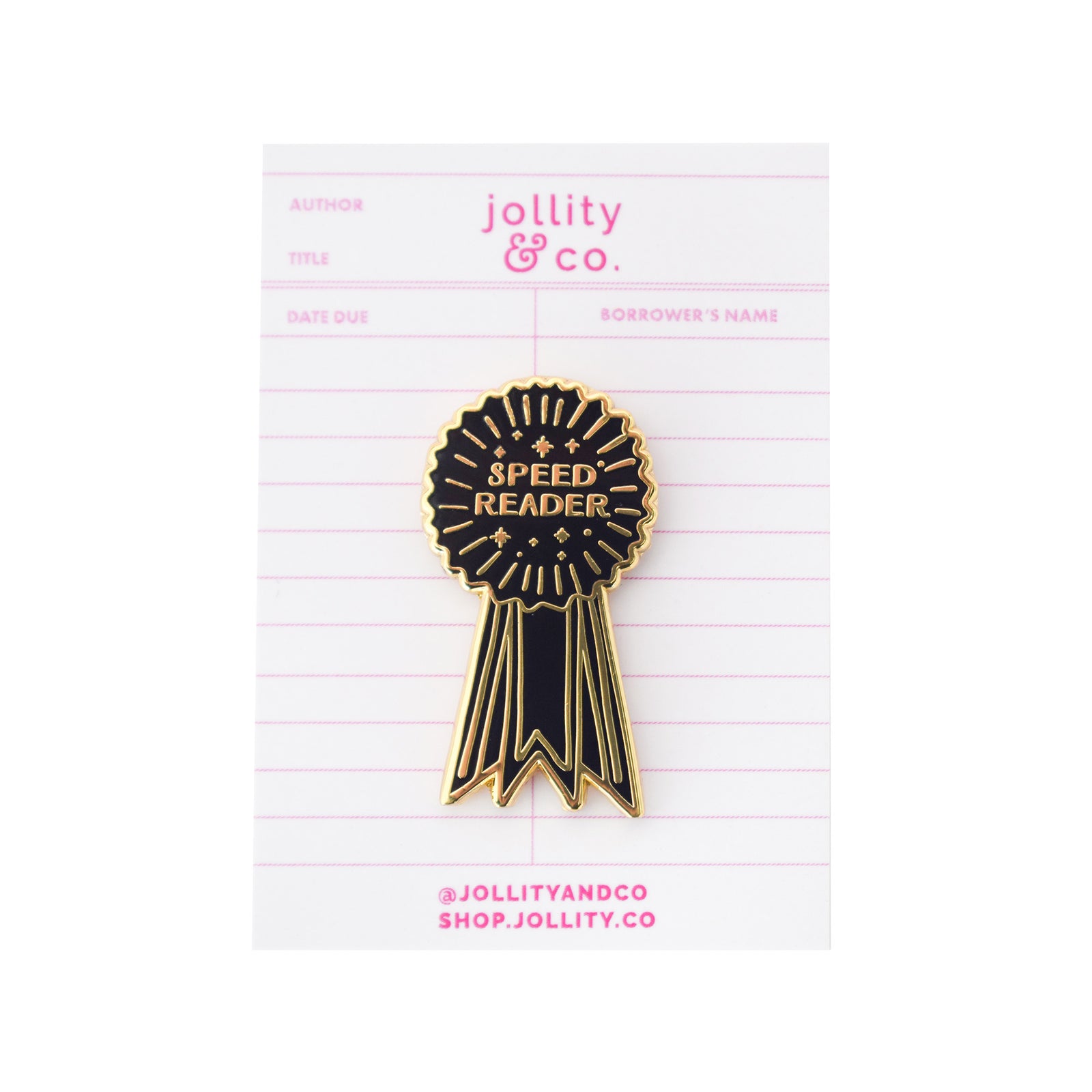 Speed Reader Prize Ribbon Enamel Pin, Jollity & Co