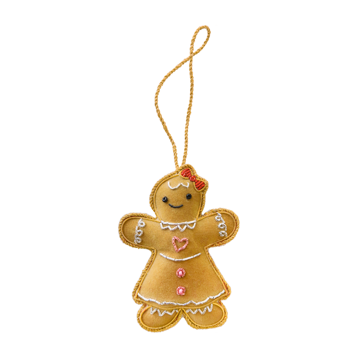 Embroidered Gingerbread Girl Ornament, Daydream Society
