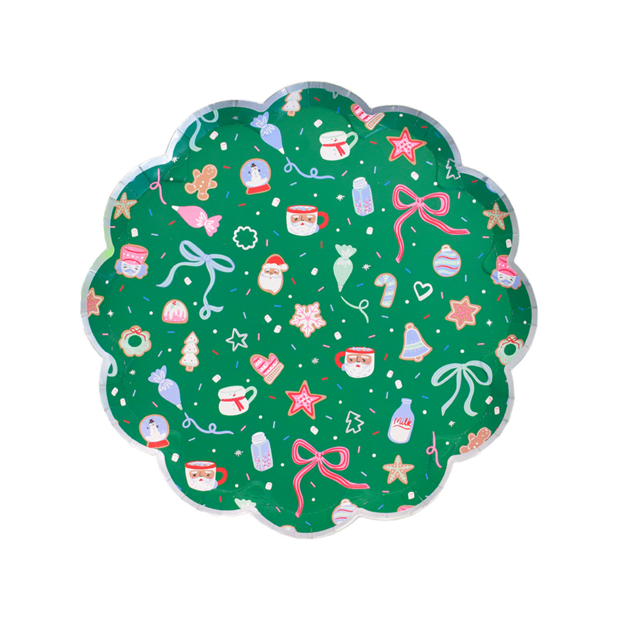 Baking Spirits Bright Dark Green Scalloped Small Plates, Daydream Society
