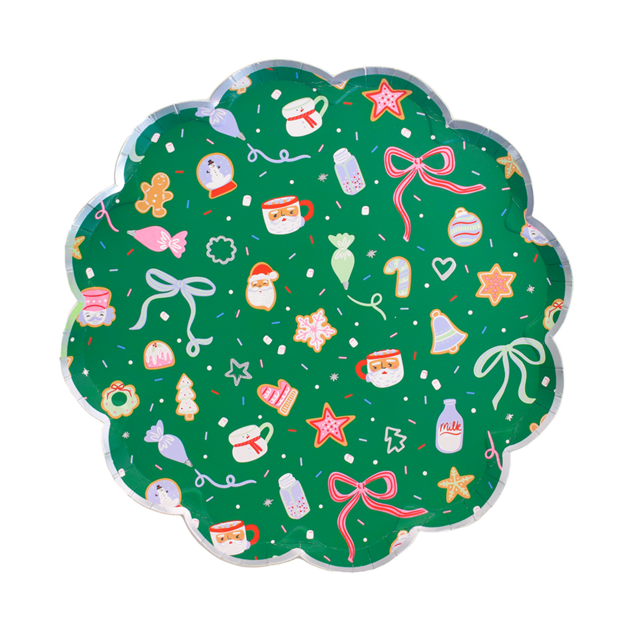 Baking Spirits Bright Dark Green Scalloped Large Plates, Daydream Society