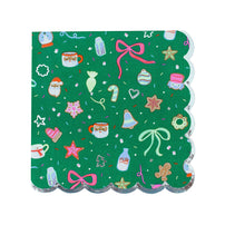Baking Spirits Bright Dark Green Scalloped Large Napkins, Daydream Society