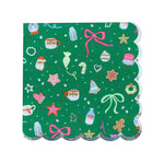 Baking Spirits Bright Dark Green Scalloped Large Napkins, Daydream Society
