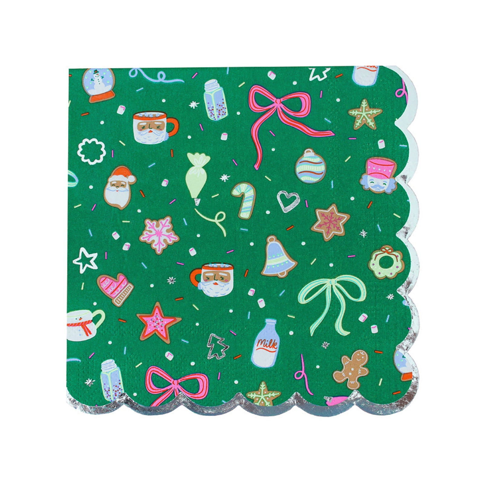 Baking Spirits Bright Dark Green Scalloped Large Napkins, Daydream Society