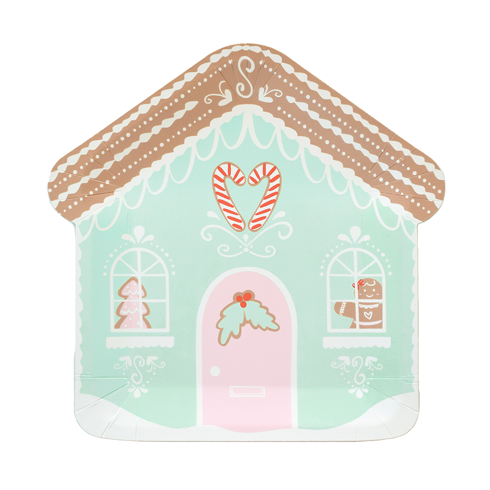 Baking Spirits Bright Mint Gingerbread House Large Plates, Daydream Society