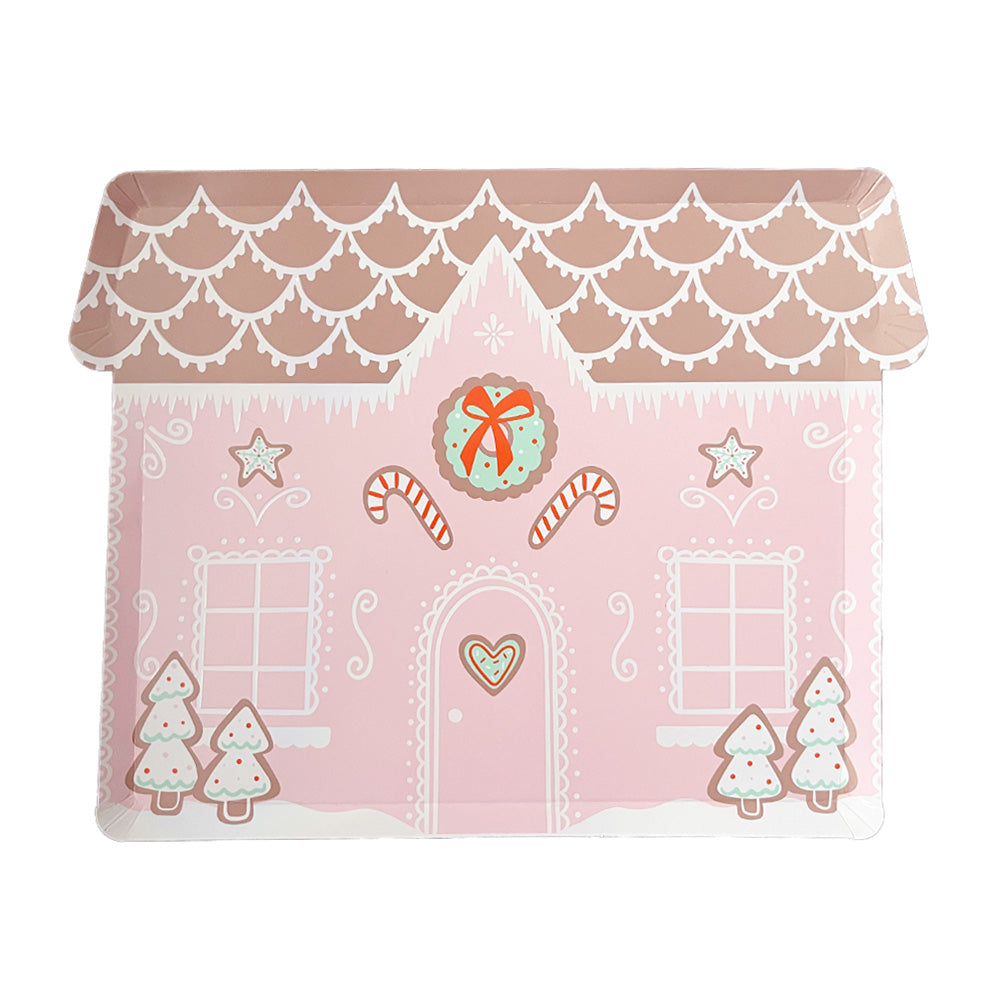 Baking Spirits Bright Pink Gingerbread House Large Plates | Christmas Plates | Jollity & Co.