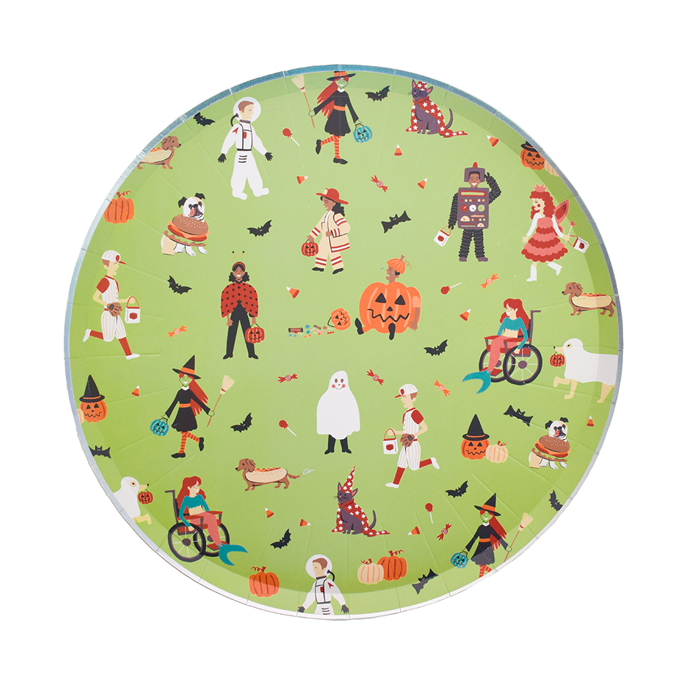 Trick or Treat Street Kids in Costume Large Plates, Daydream Society