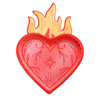 Queens Flaming Hearts Dessert Plates, Jollity & Co
