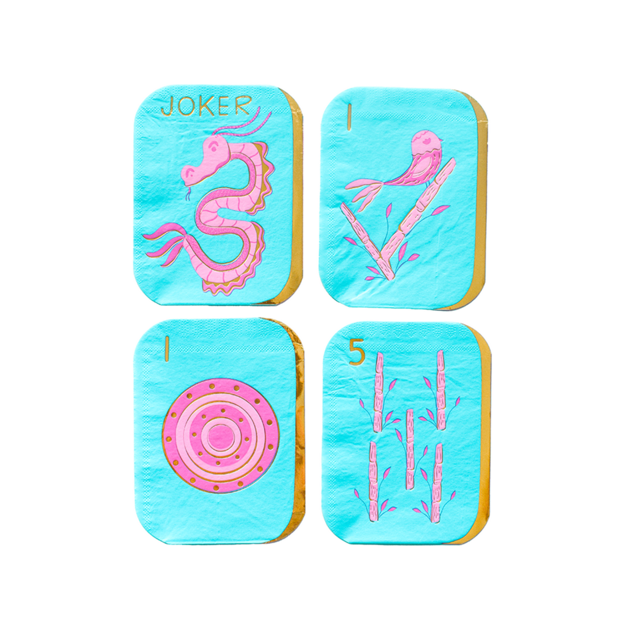 Jollity & Co Mahjong tile guest napkins — four mahjong tile designs