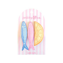 Lemon and Sardines Vegan Leather Hair Clip Set, Jollity & Co