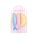 Lemon and Sardines Vegan Leather Hair Clip Set, Jollity & Co