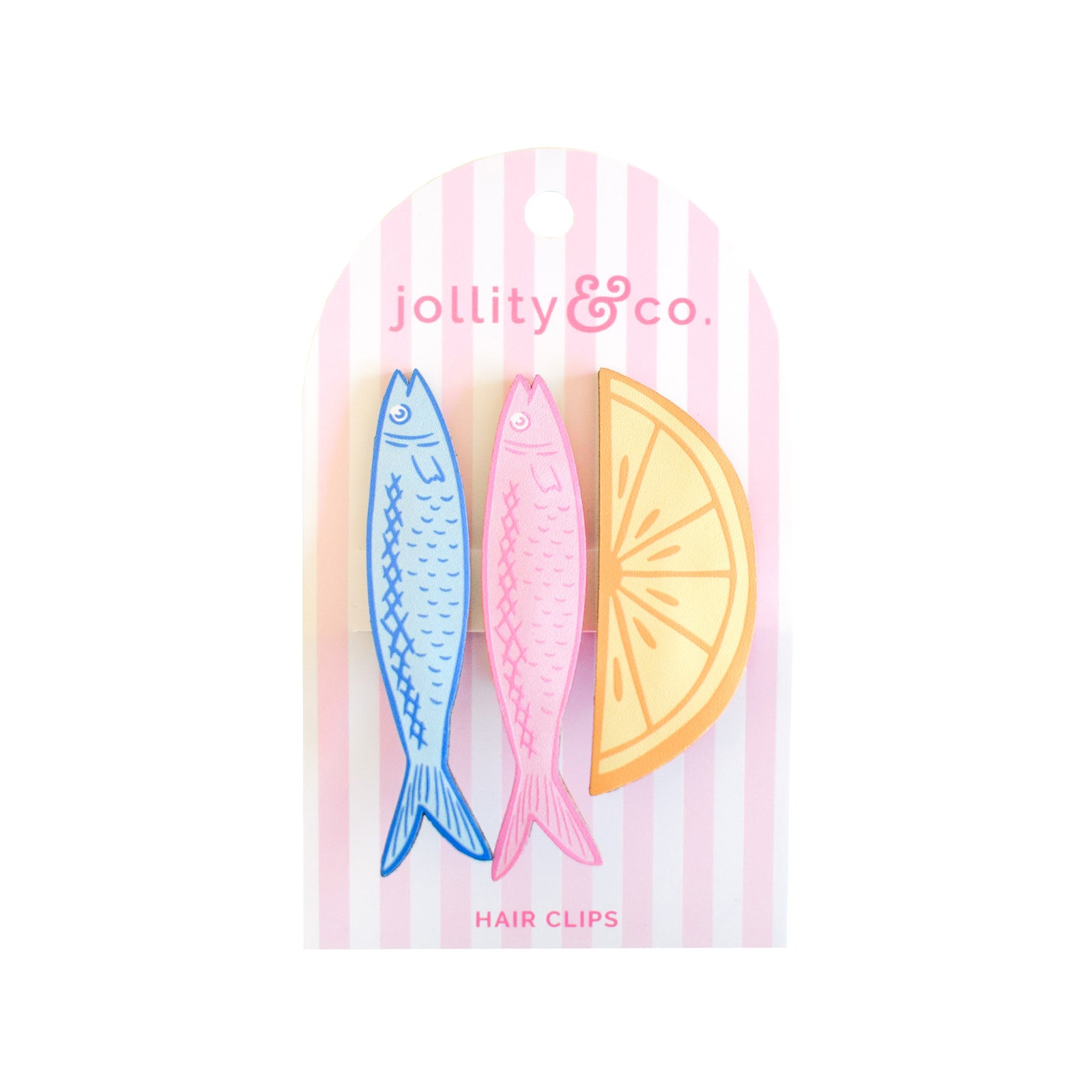 Lemon and Sardines Vegan Leather Hair Clip Set, Jollity & Co