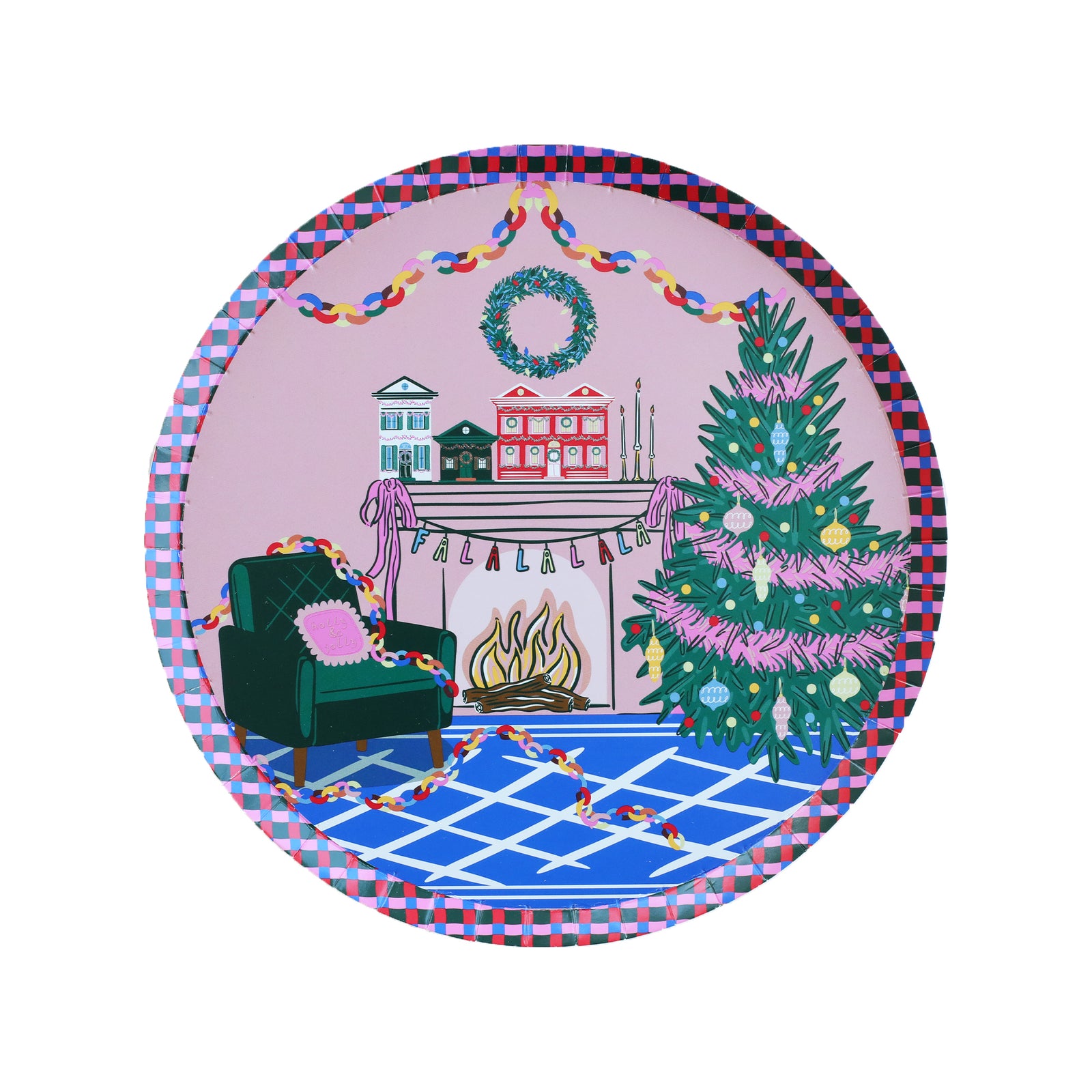 Season of Cheer Fireplace Dessert Plates, Jollity & Co