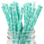 Blue Snowflake Paper Straws - 2 Color Options