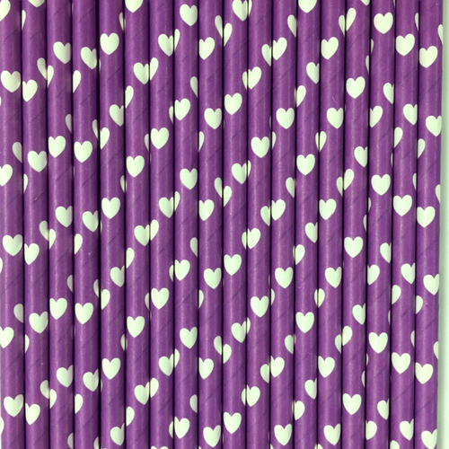 Heart Patterned Paper Straws - 4 Color Options