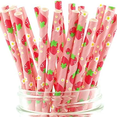 Strawberry Patterned Straws
