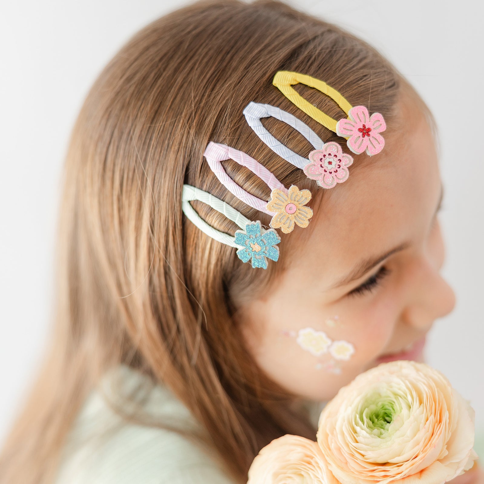 Bunnies In The Garden Flower Hair Clip Set