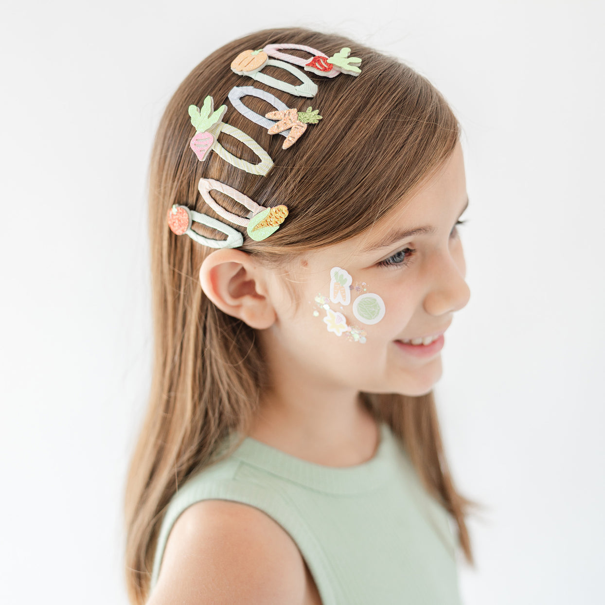 Bunnies In The Garden Vegetable Hair Clip Set