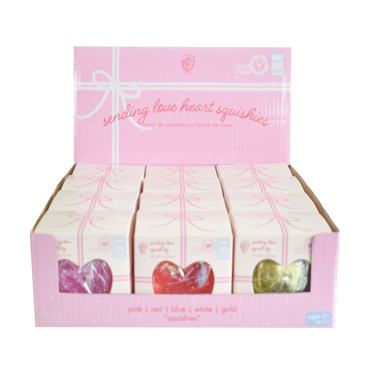 Heart Squishy Classroom Valentines - Case Pack of 12 Assorted Colors, Daydream Society