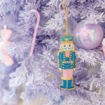 Blue & Pink Embroidered Nutcracker Ornament, Daydream Society