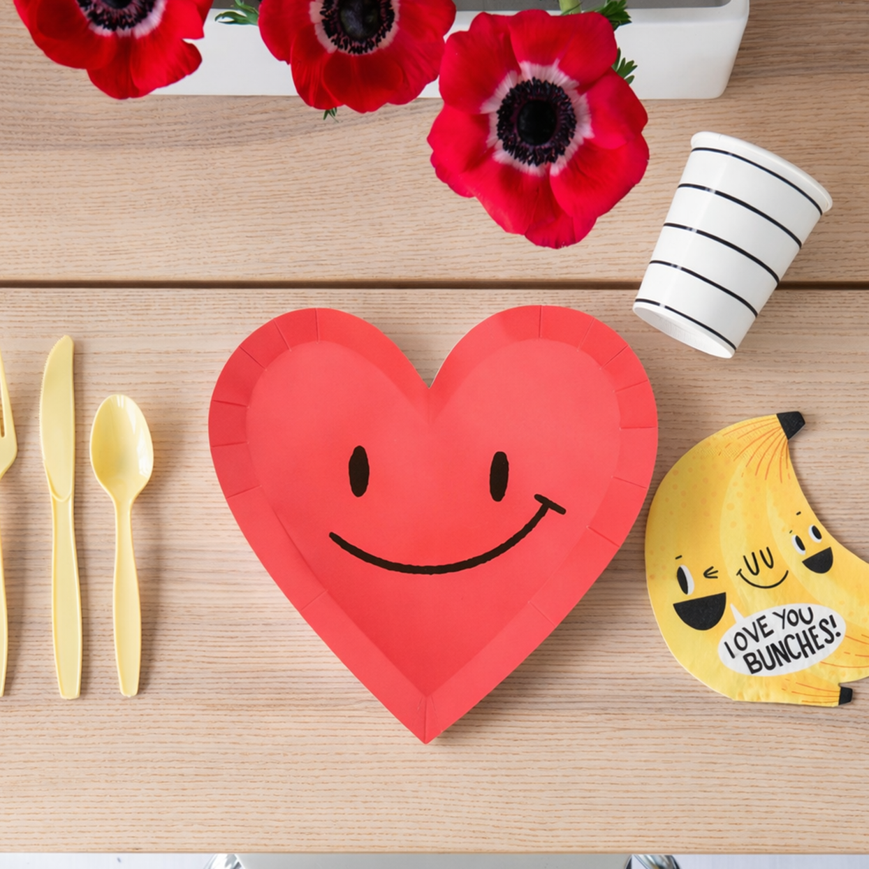 Bananas For You Heart Large Plates - Valentine's Day Paper Plates