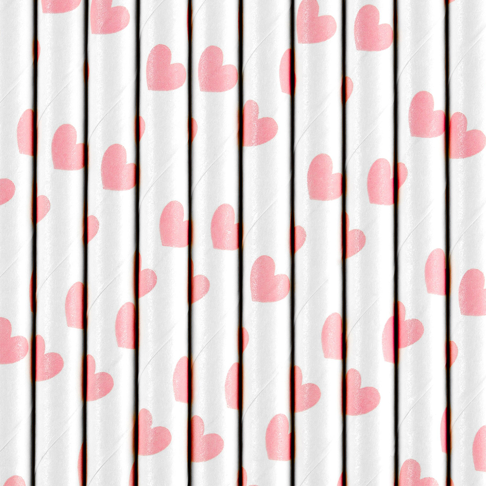 Heart Patterned Paper Straws - 4 Color Options