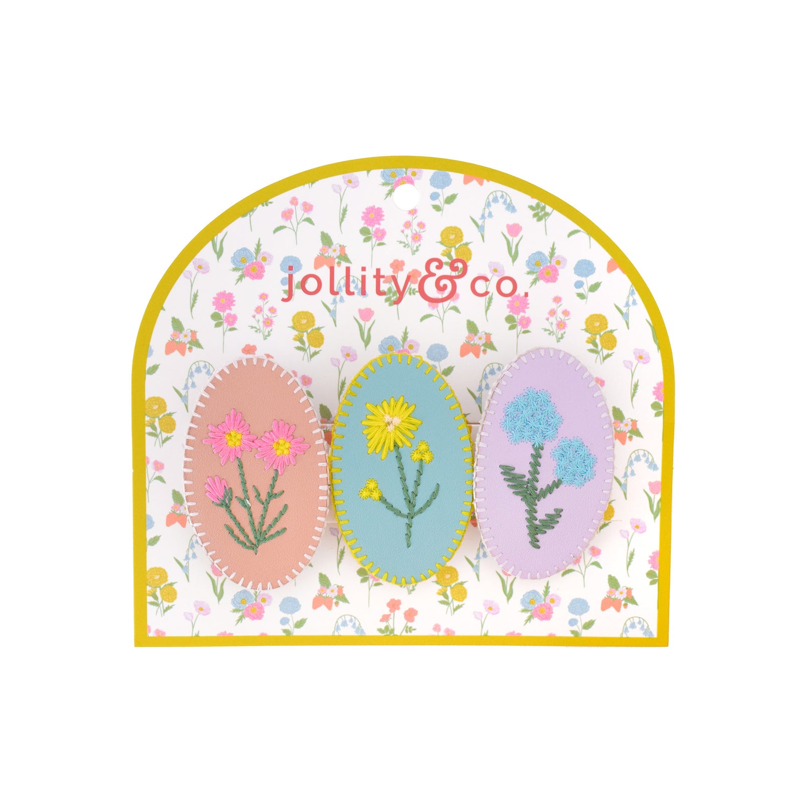 In Bloom Floral Vegan Leather Hair Clip Set