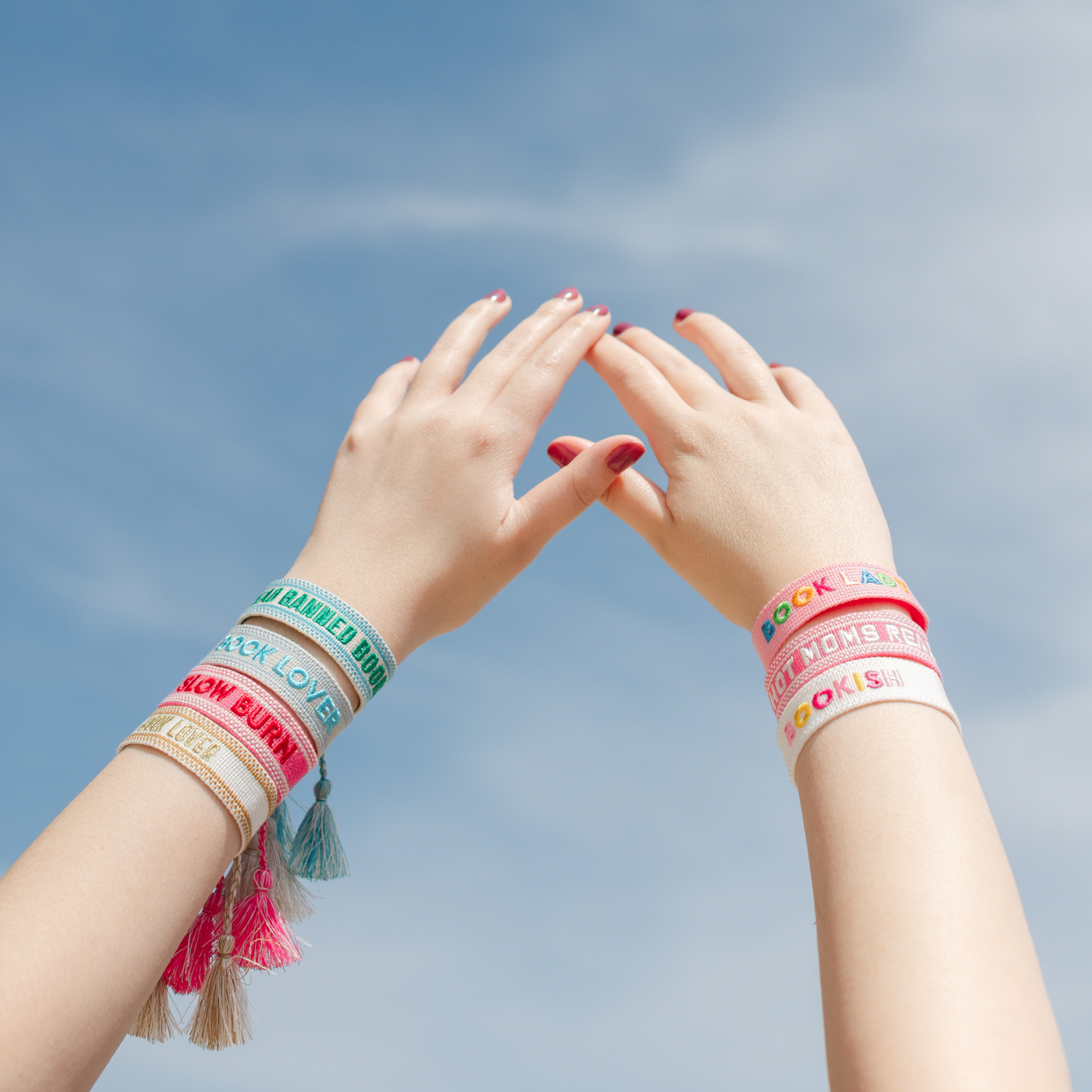 Book Club Themed Embroidered Bracelets, Jollity & Co