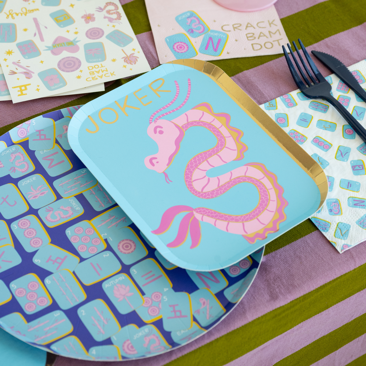 Game Night Mahjong Tile Dinner Plates, Jollity & Co