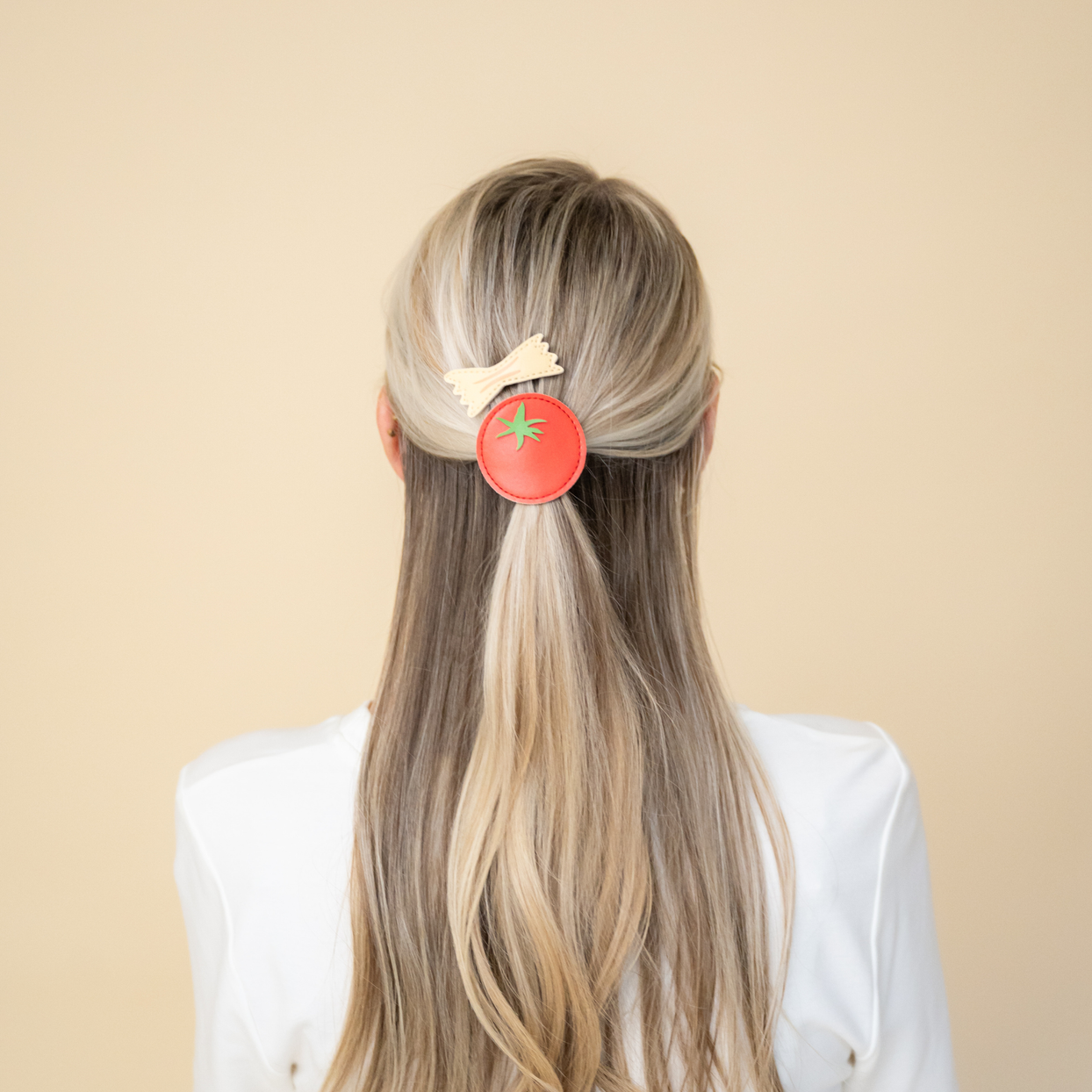 Pasta + Tomato Vegan Leather Hair Clip Set, Jollity & Co