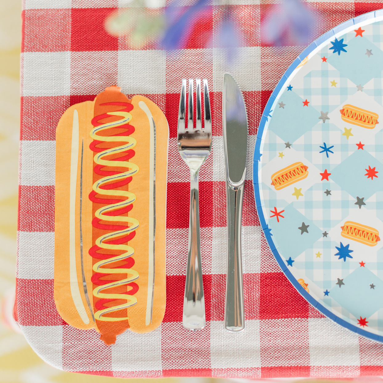 Patriotic Hot Dog Die-Cut Guest Napkins