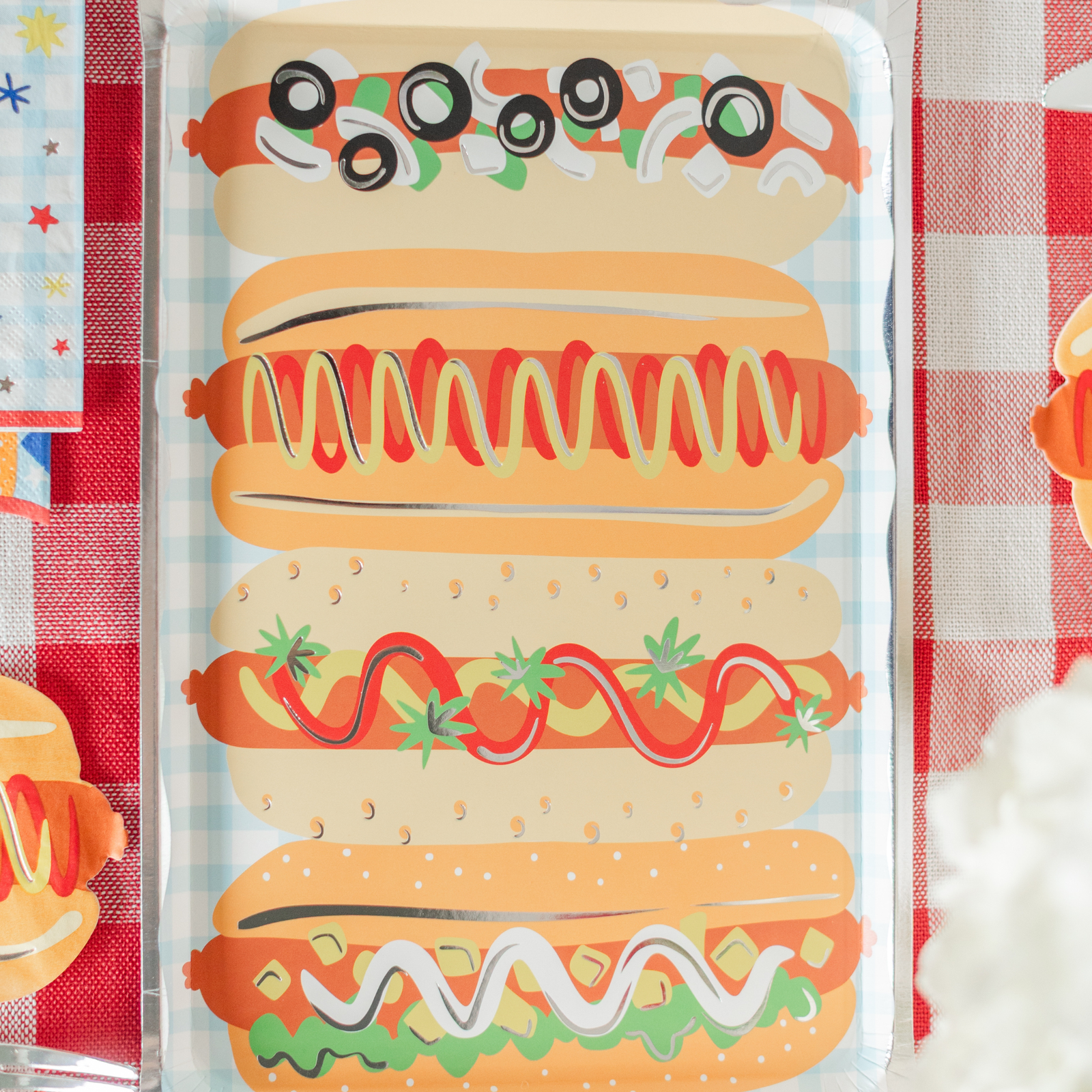 Patriotic Hot Dog Platter Shaped Plates, Jollity & Co