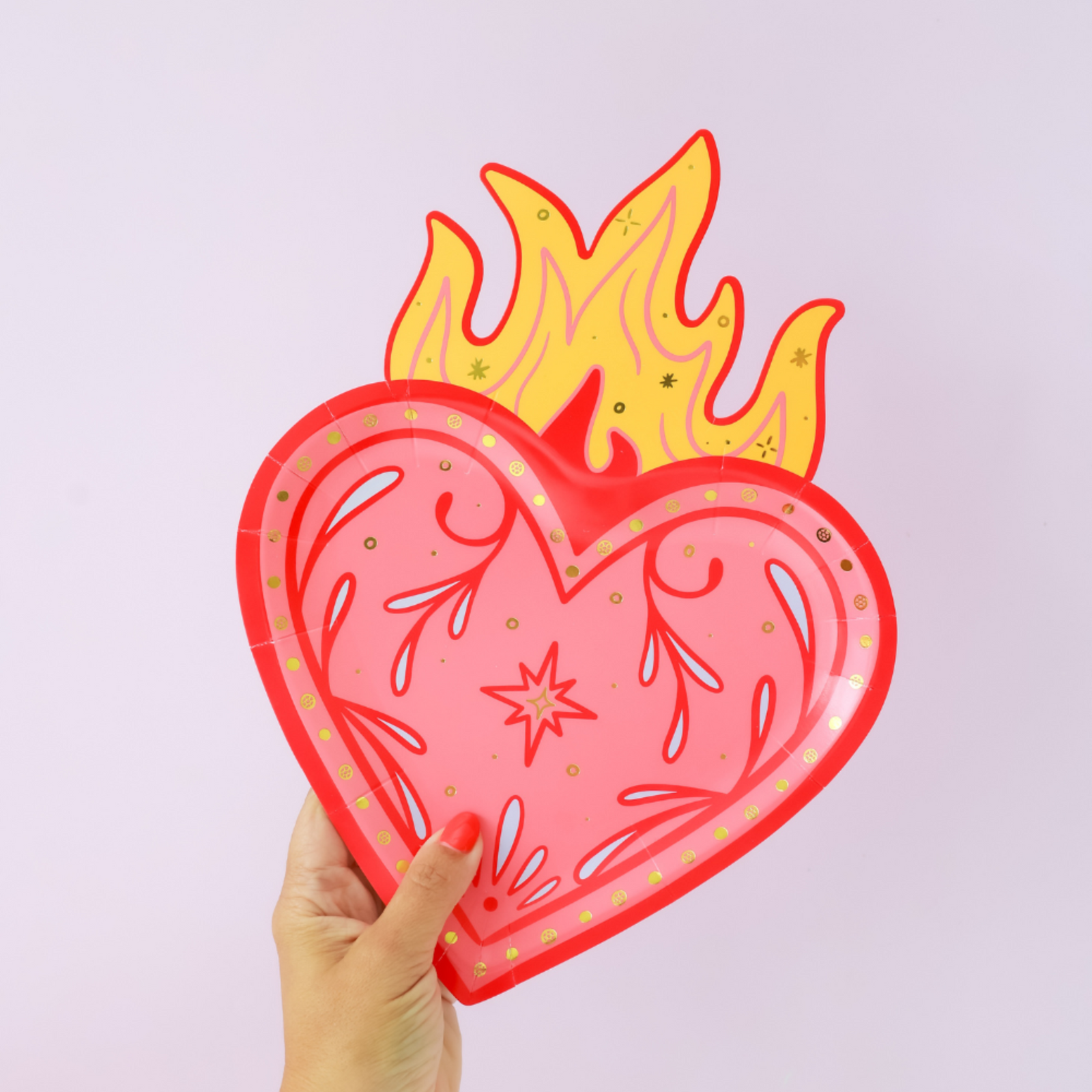 Queens Flaming Hearts Dessert Plates, Jollity & Co