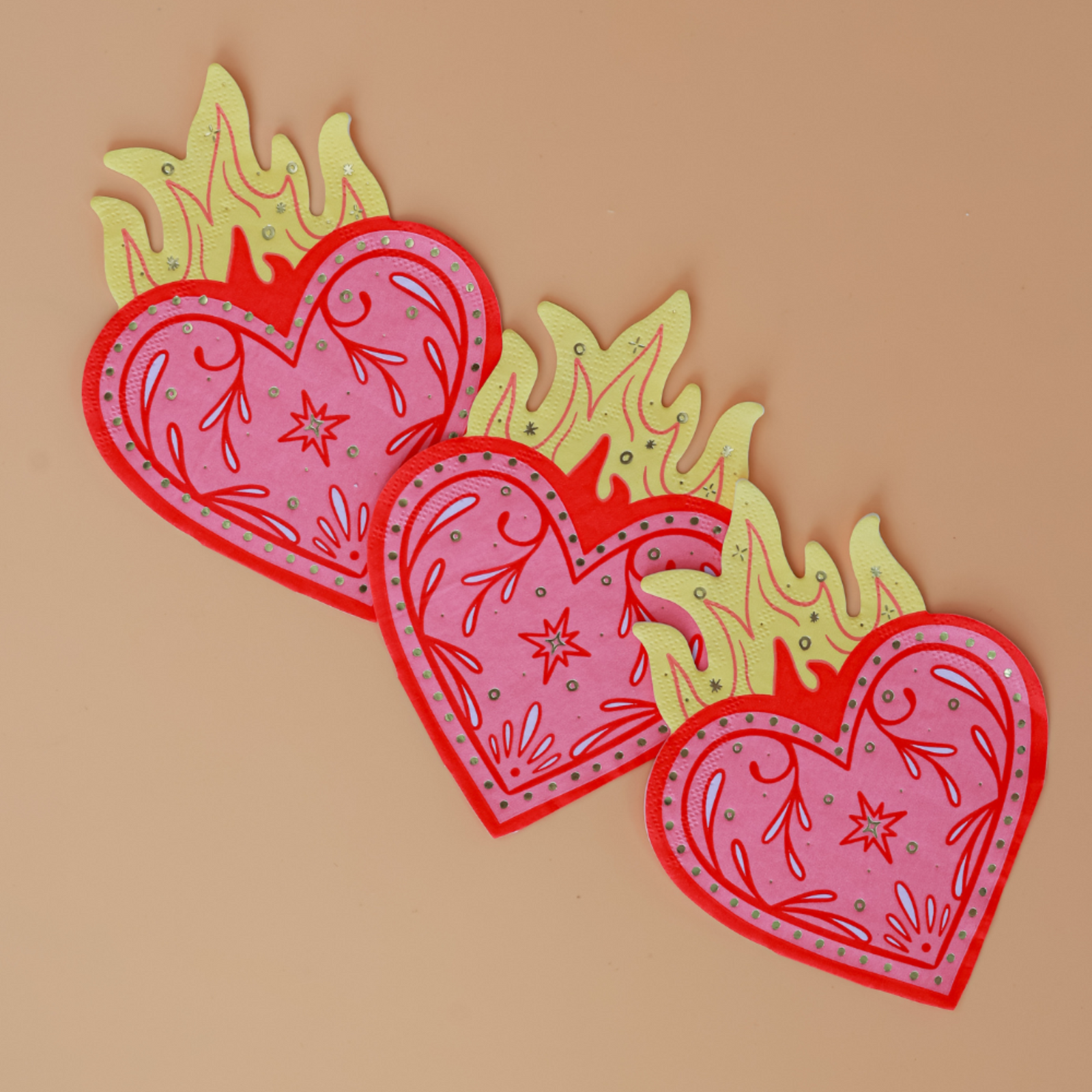 Queens Flaming Hearts Large Napkins, Jollity & Co