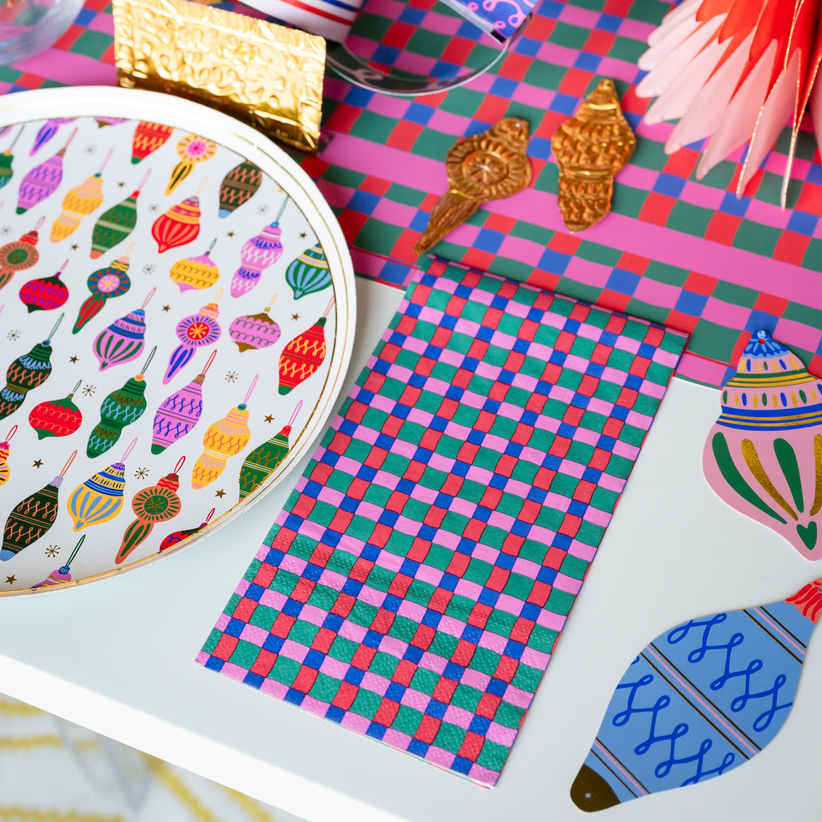 Season of Cheer Checkered Guest Napkins, Jollity & Co