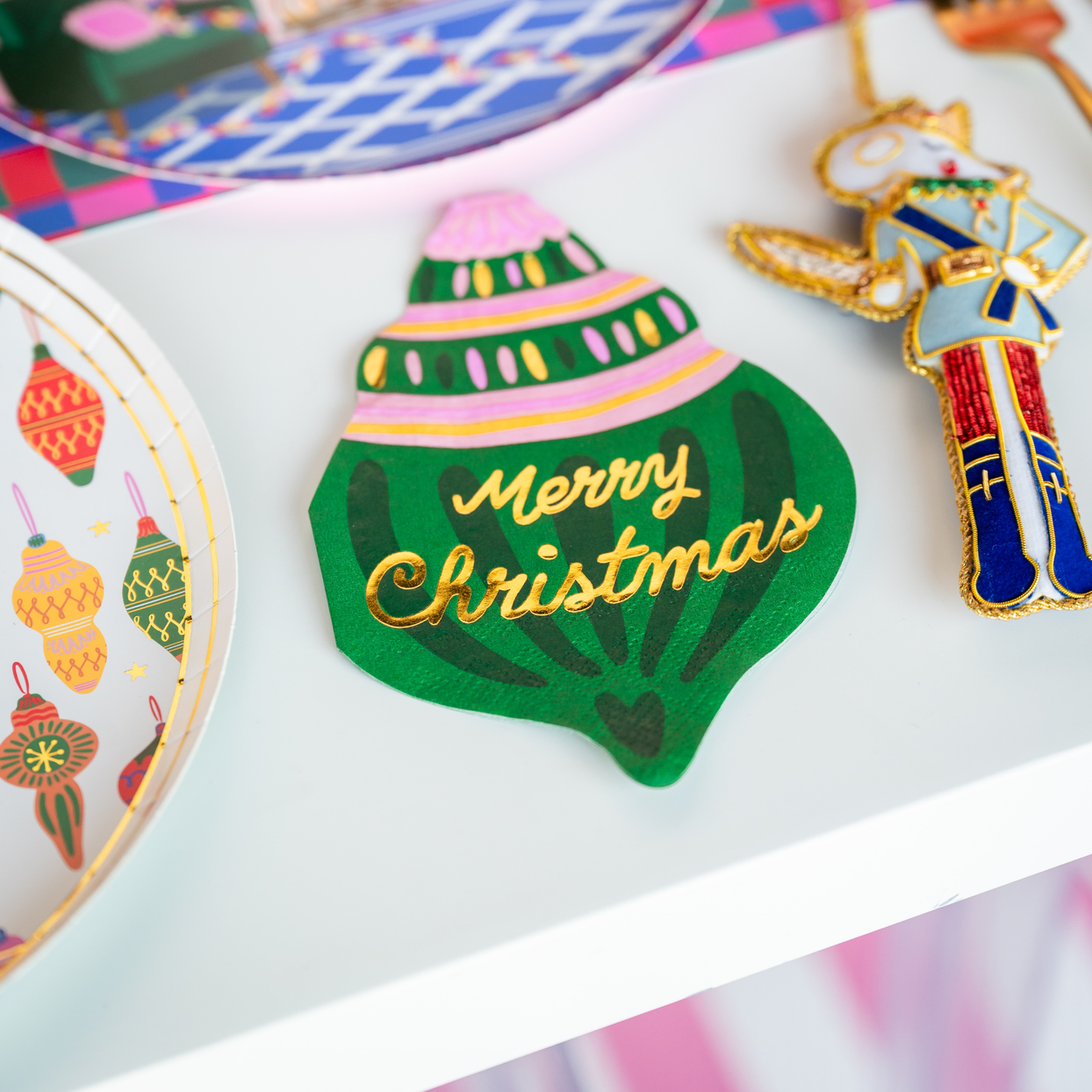 Season of Cheer Die-Cut Ornament Cocktail Napkins, Jollity & Co