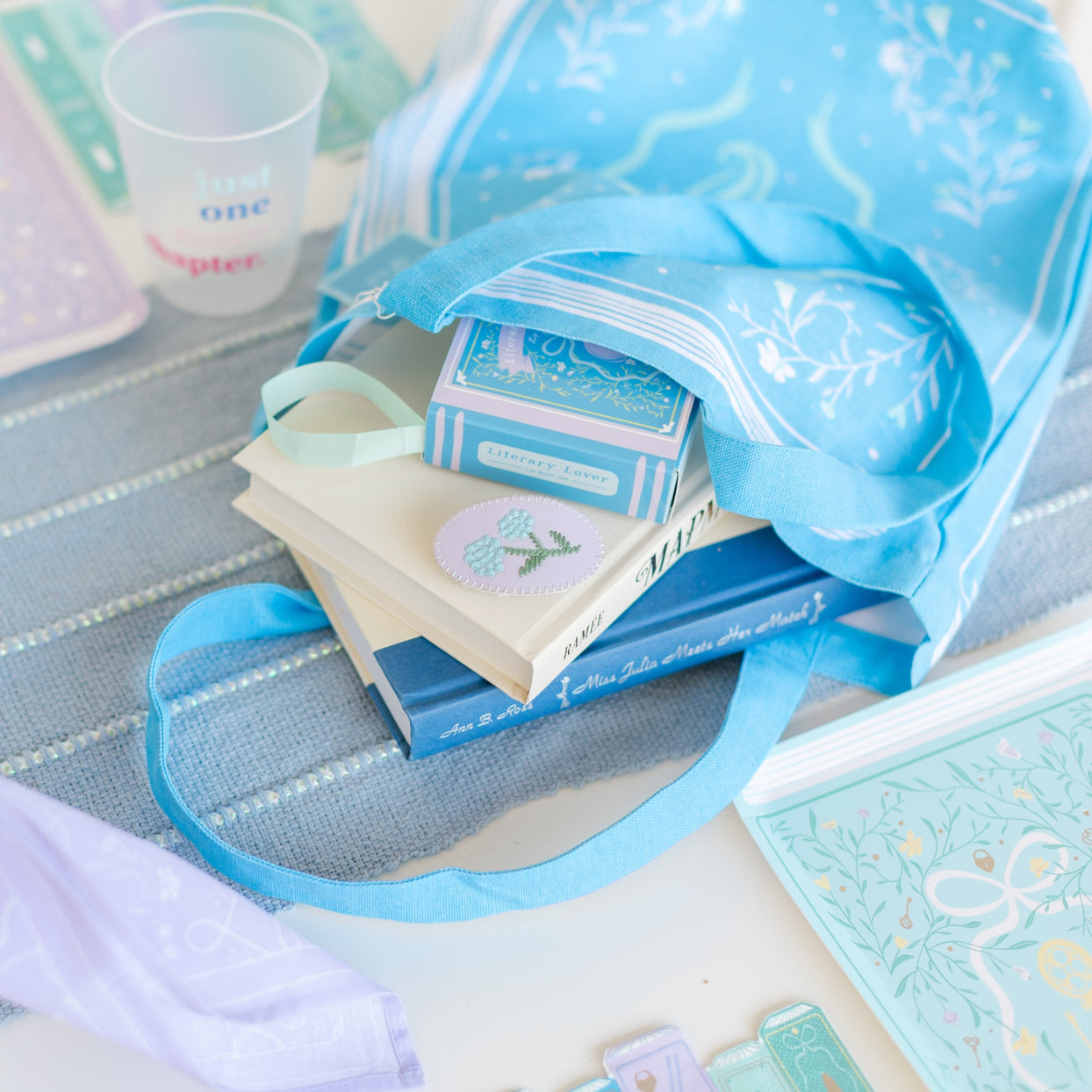 Silhouette Book Themed Canvas Tote Bag, Jollity & Co