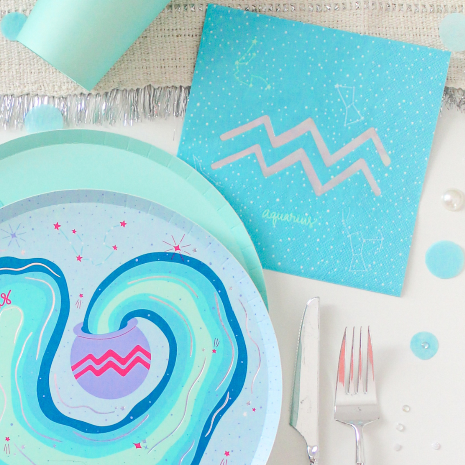 Zodiac Aquarius Large Napkins, Jollity & Co