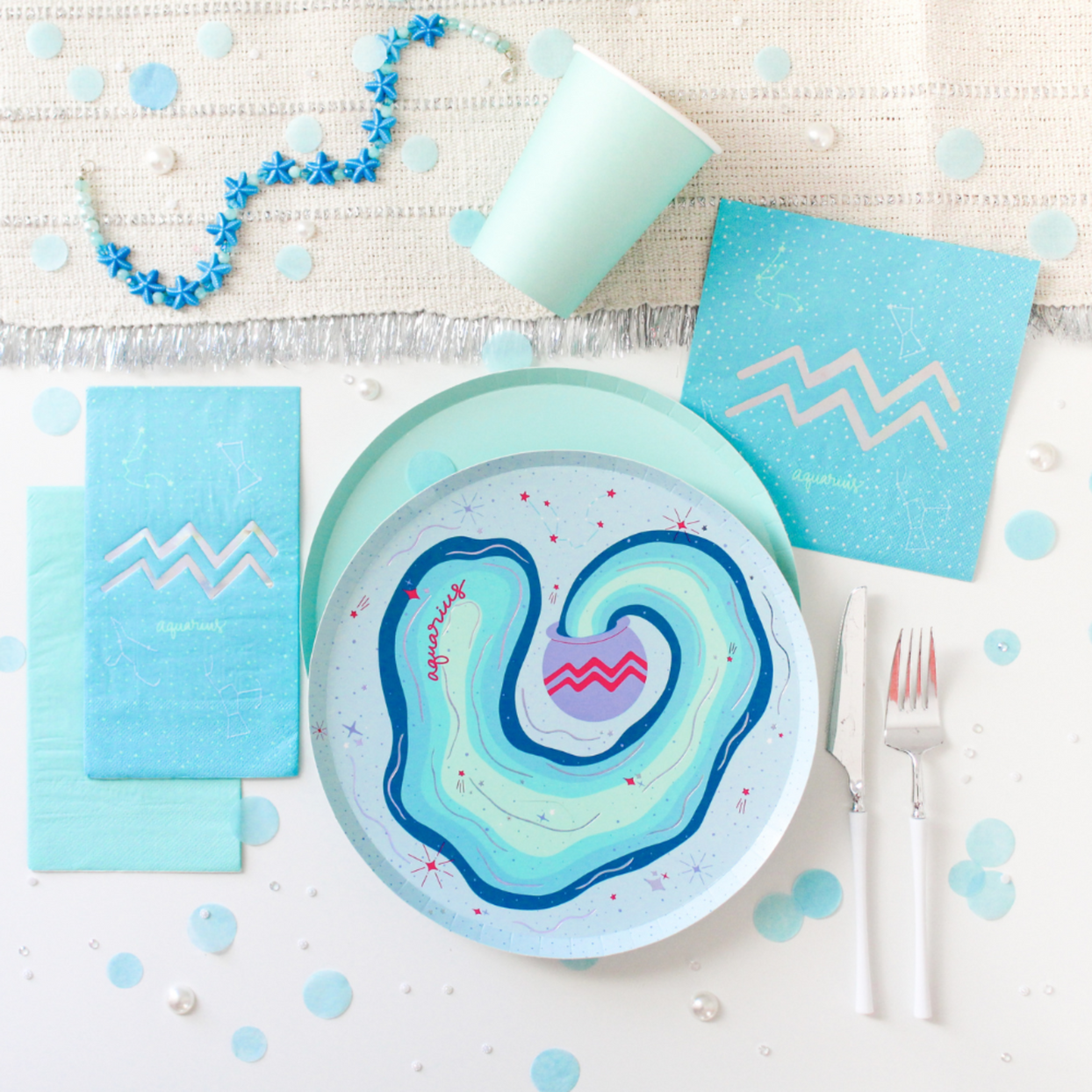 Zodiac Aquarius Large Napkins, Jollity & Co