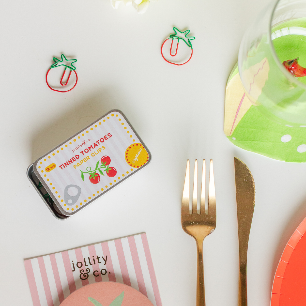 Le Dinner Tinned Tomatoes Paper Clips, Jollity & Co