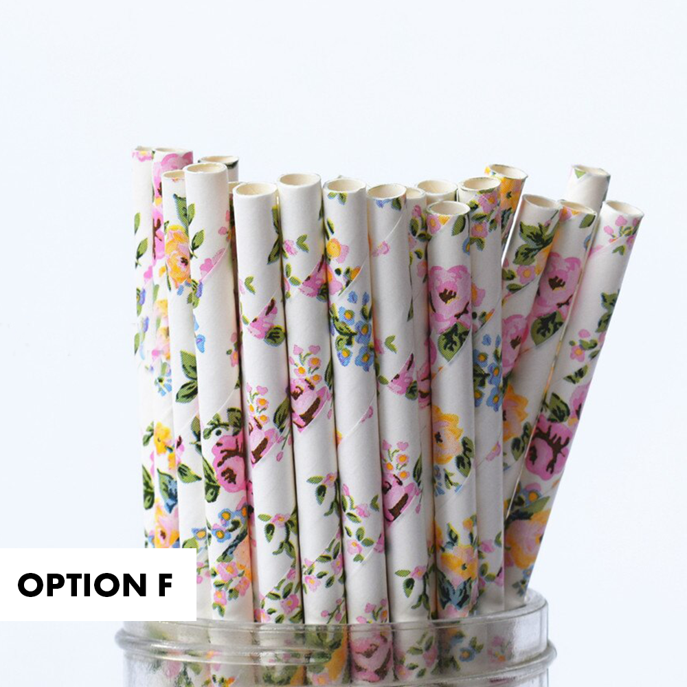 Floral Paper Straws - 12 Style Options