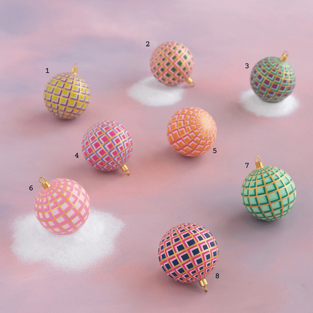 Art Deco Plaid Ball Ornaments - 8 Style Options, Shop Sweet Lulu