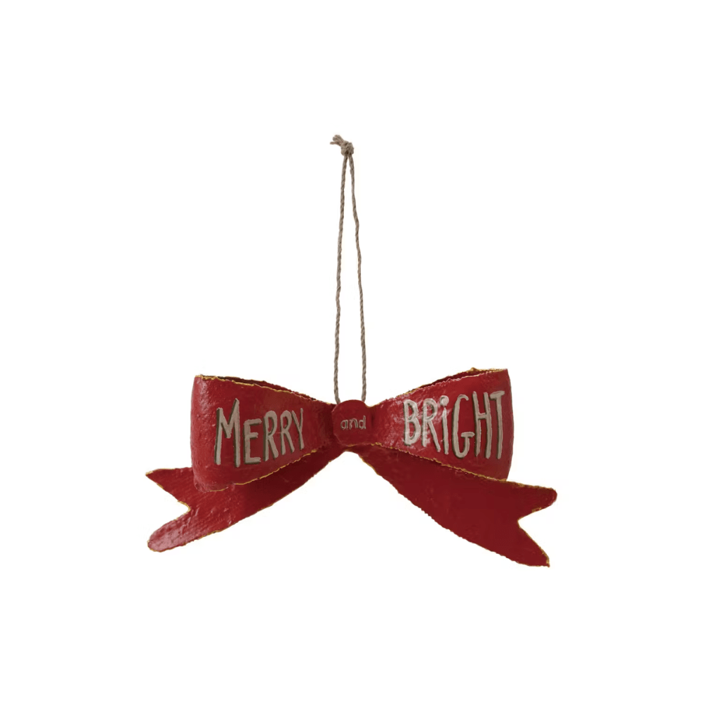 "Merry and Bright" Metal Bow Ornament, Shop Sweet Lulu