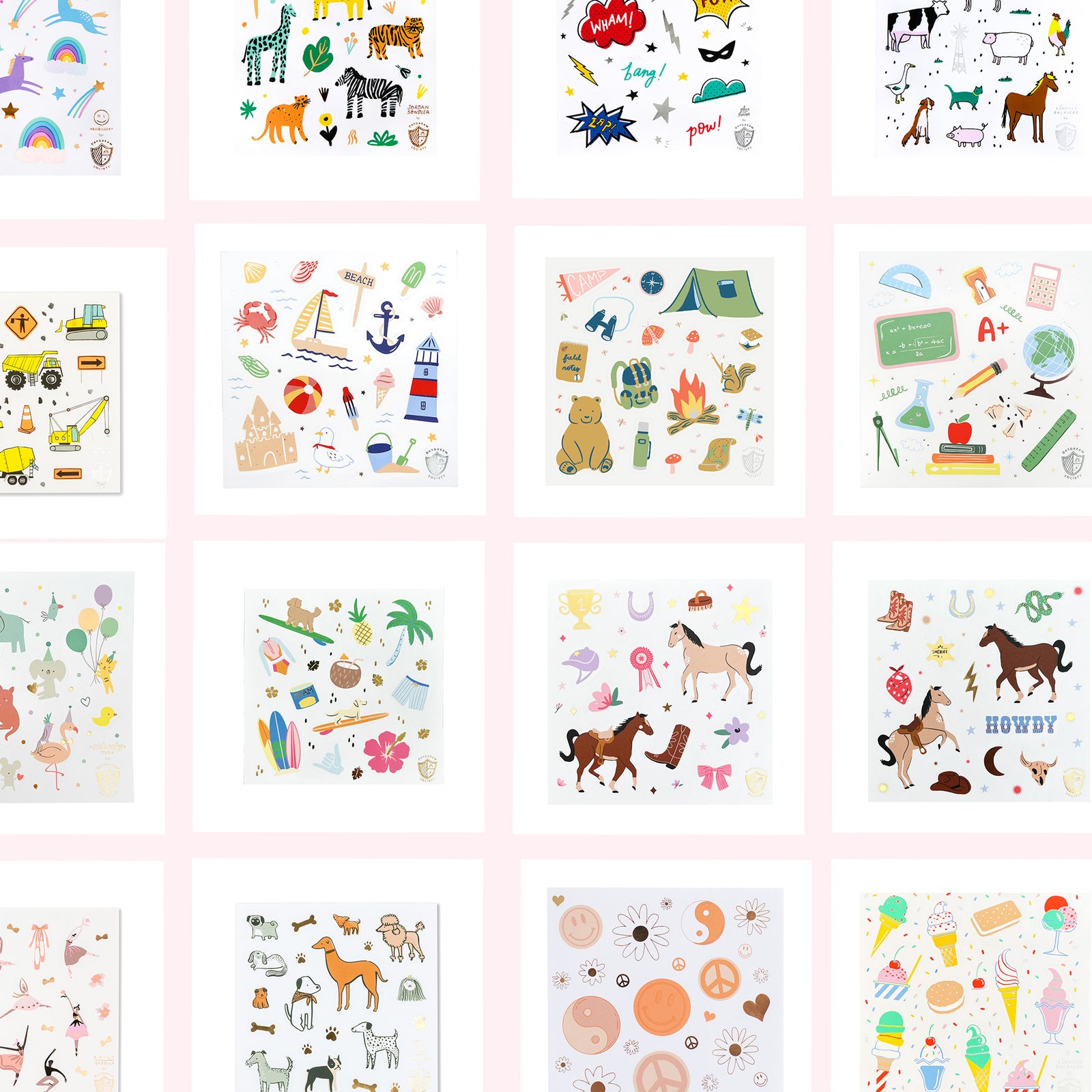 Party Sticker Sheets - Choose from 33 Styles